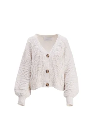 Fjellbacka Knit Cardigan - Light Sand Melange