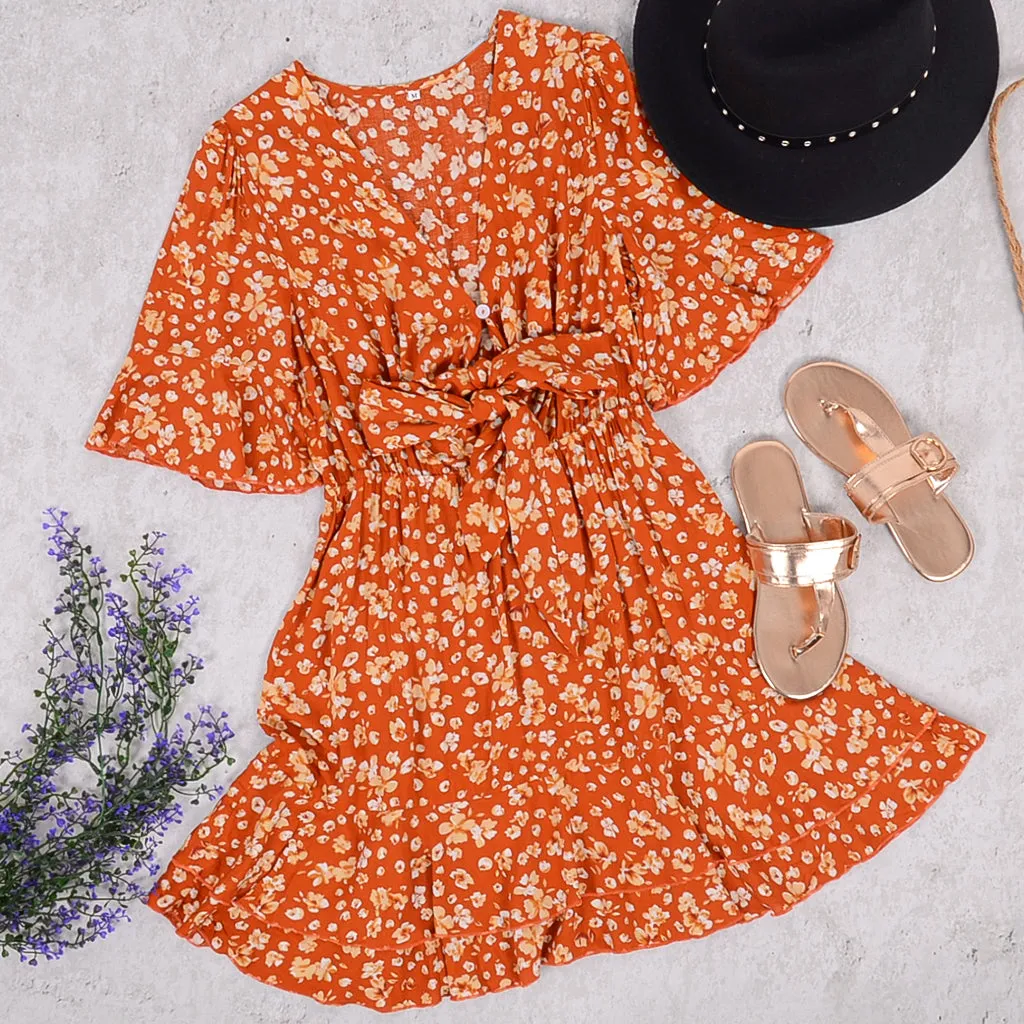 Floral Sunset Flowy Dress