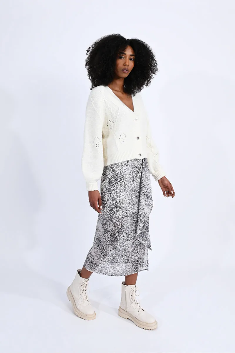 Flower Button Ivory Cardigan