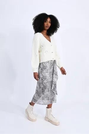 Flower Button Ivory Cardigan