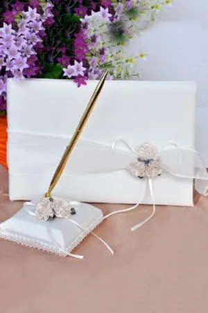 Flowers/Ribbon Guestbook & Pen Set