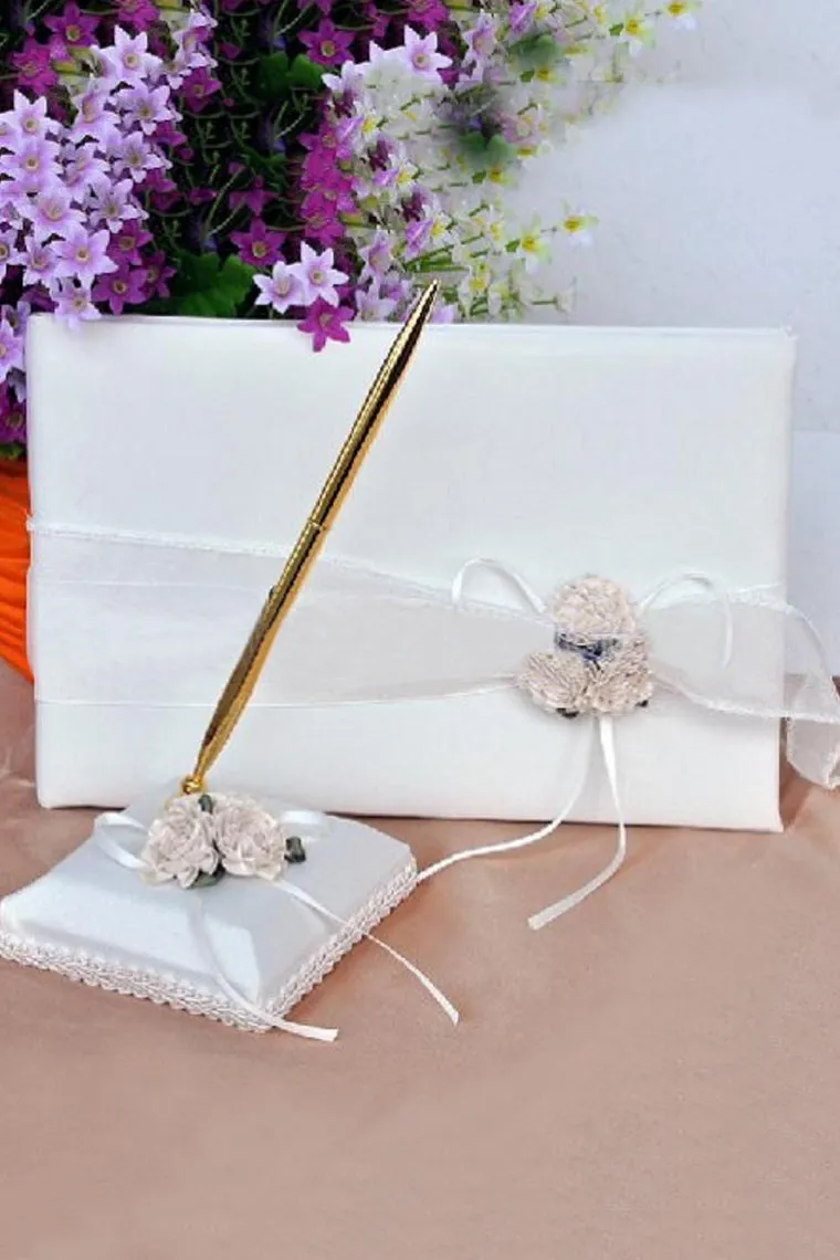 Flowers/Ribbon Guestbook & Pen Set