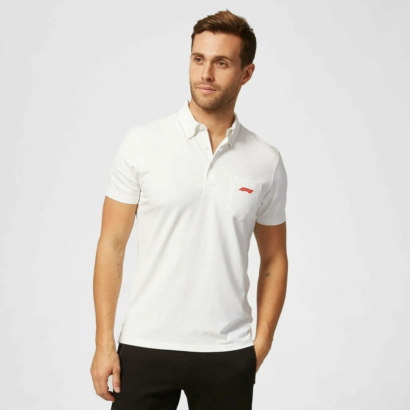 Formula 1 Tech Collection F1 Men's Small Logo Jersey Polo - Black/White
