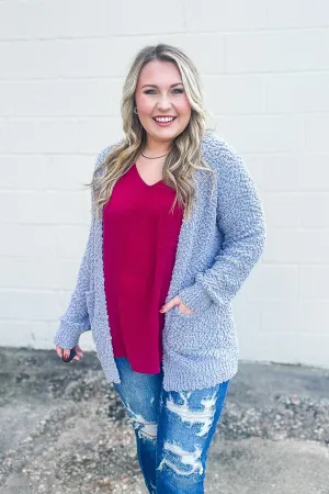 Gina Popcorn Cardigan, Light Grey