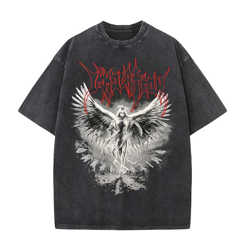 Goth Skull Graffiti Print Casual T-shirt
