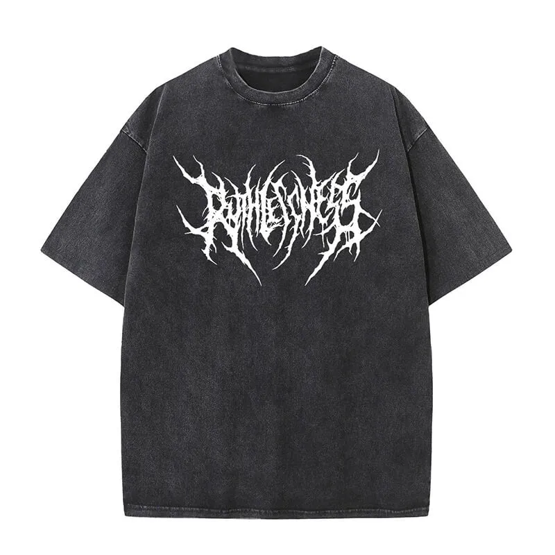 Goth Skull Graffiti Print Casual T-shirt