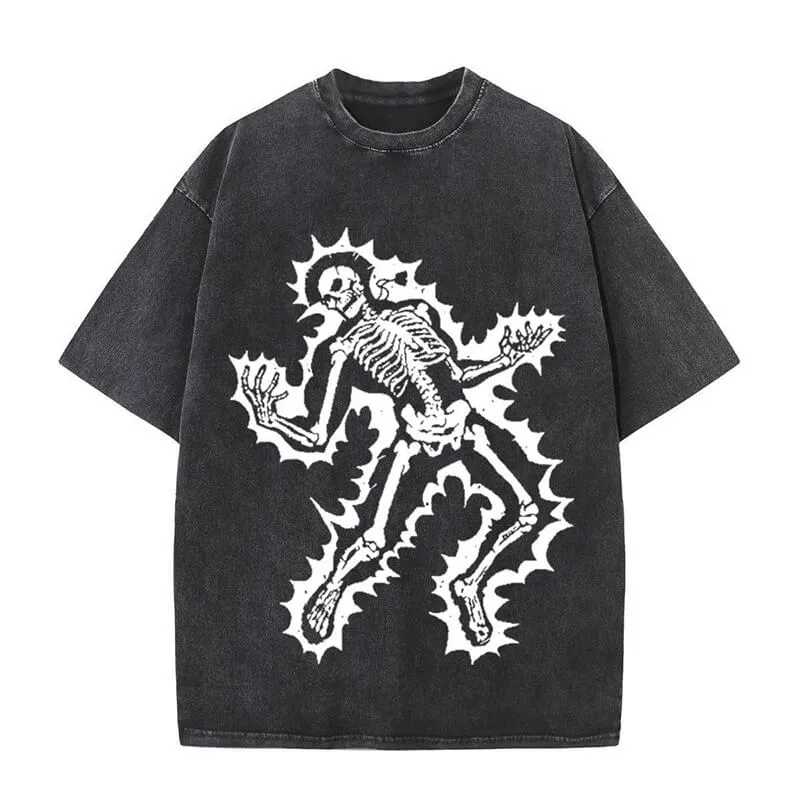 Goth Skull Graffiti Print Casual T-shirt