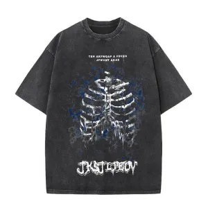 Goth Skull Graffiti Print Casual T-shirt