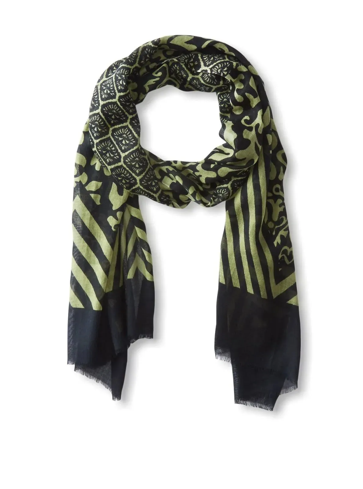 Green Wylla Mixed Print Cotton Scarf