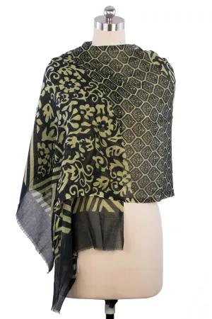 Green Wylla Mixed Print Cotton Scarf