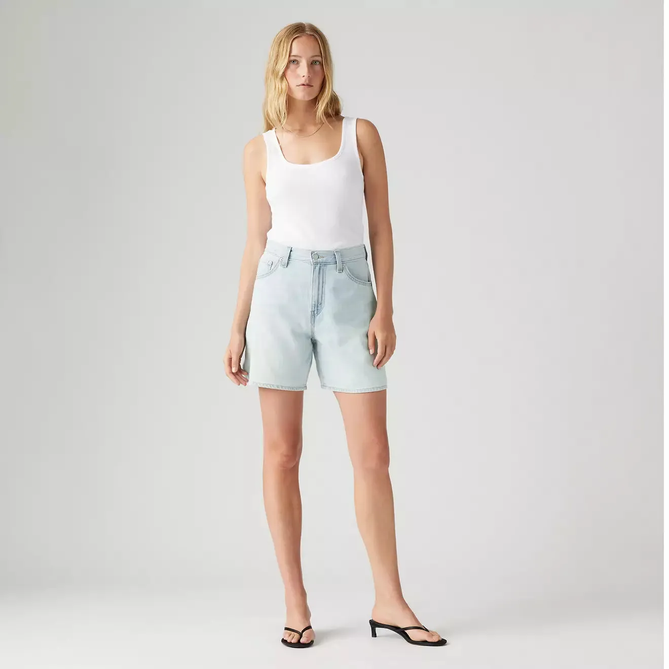 High Rise Baggy Linen   Denim Lightweight Short - Luxury Trip Short