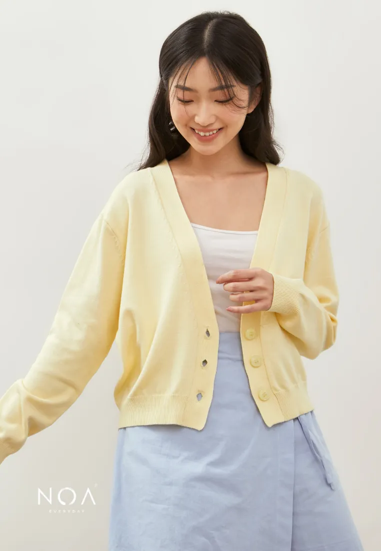 HOTARU Button Knitted Cardigan - Light Yellow