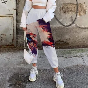 Indios Trousers Women Graffiti Casual Pant Colorful Jogger Pants