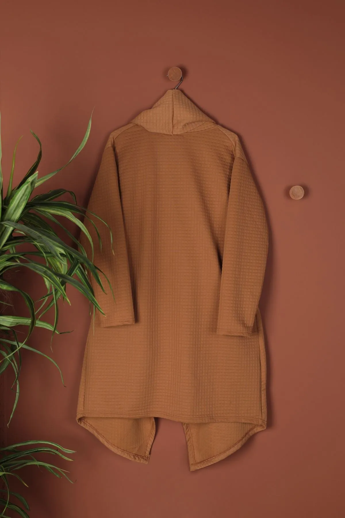 KKT Oversize Women's Cardigan with Honeycomb Fabric-Light Brown - Menifee