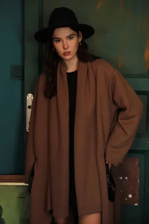 KKT Oversize Women's Cardigan with Honeycomb Fabric-Light Brown - Menifee