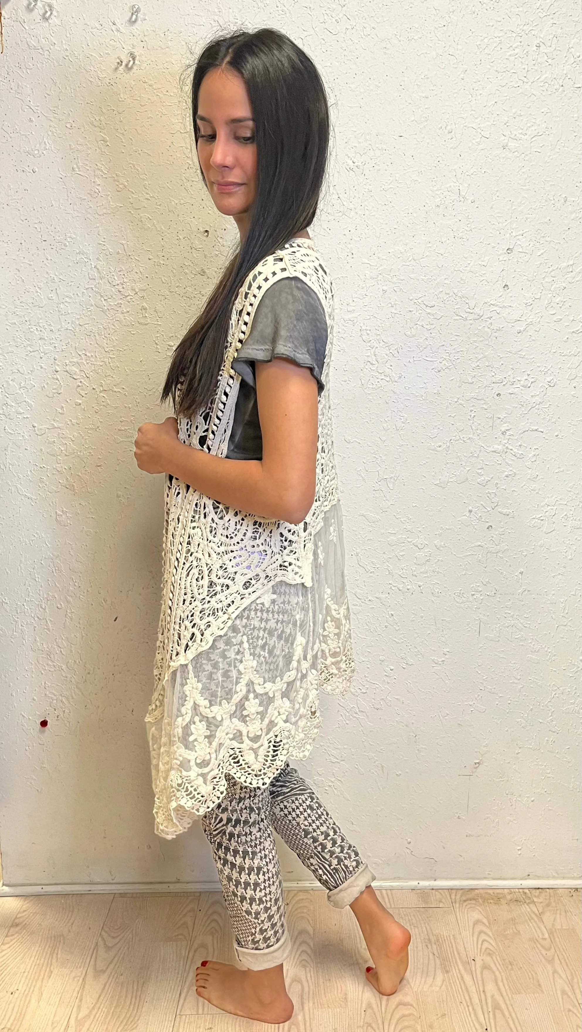 Lace and Crochet Long Vest