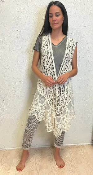 Lace and Crochet Long Vest