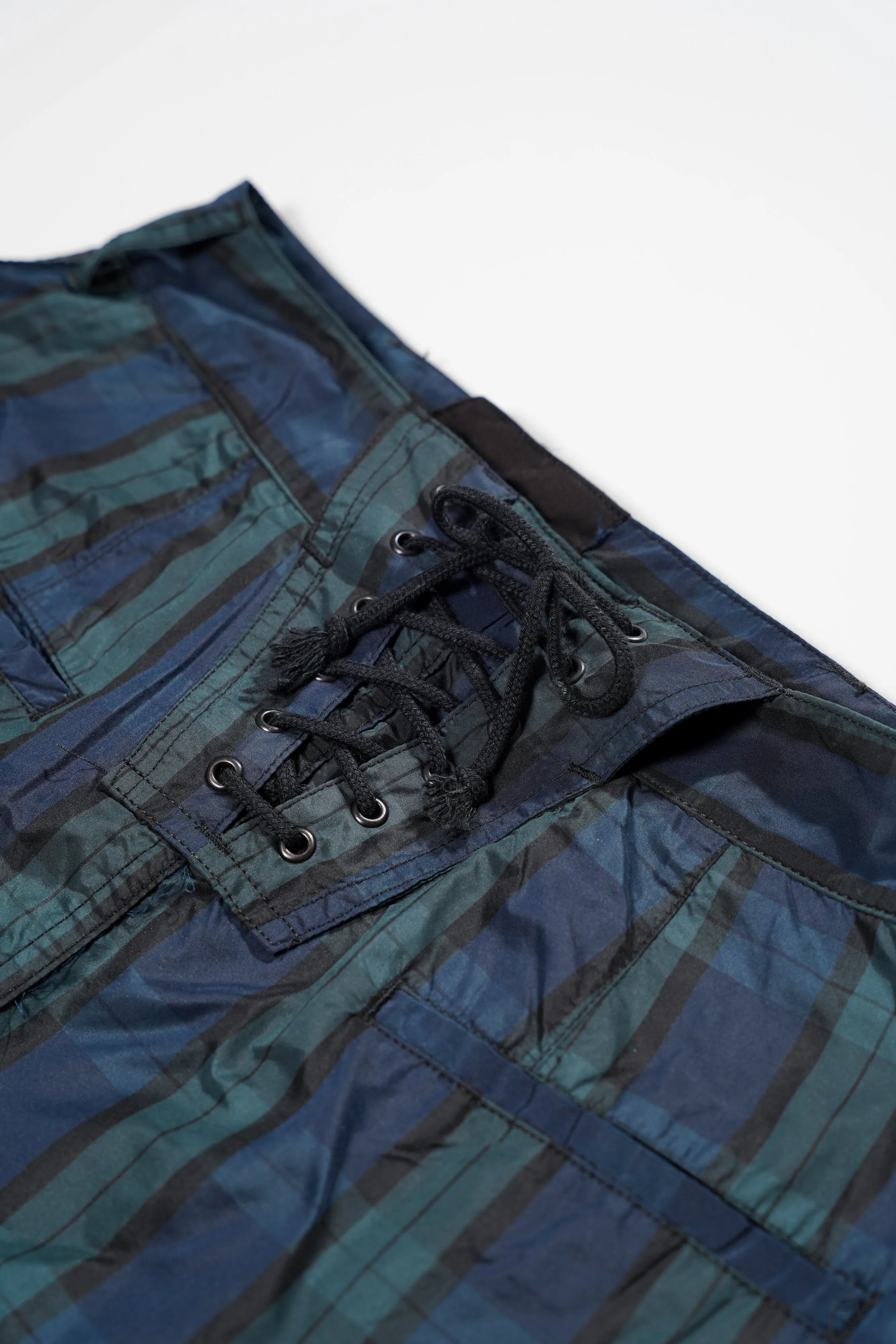 Lace Up Skirt - Black Watch Crushed Taffeta