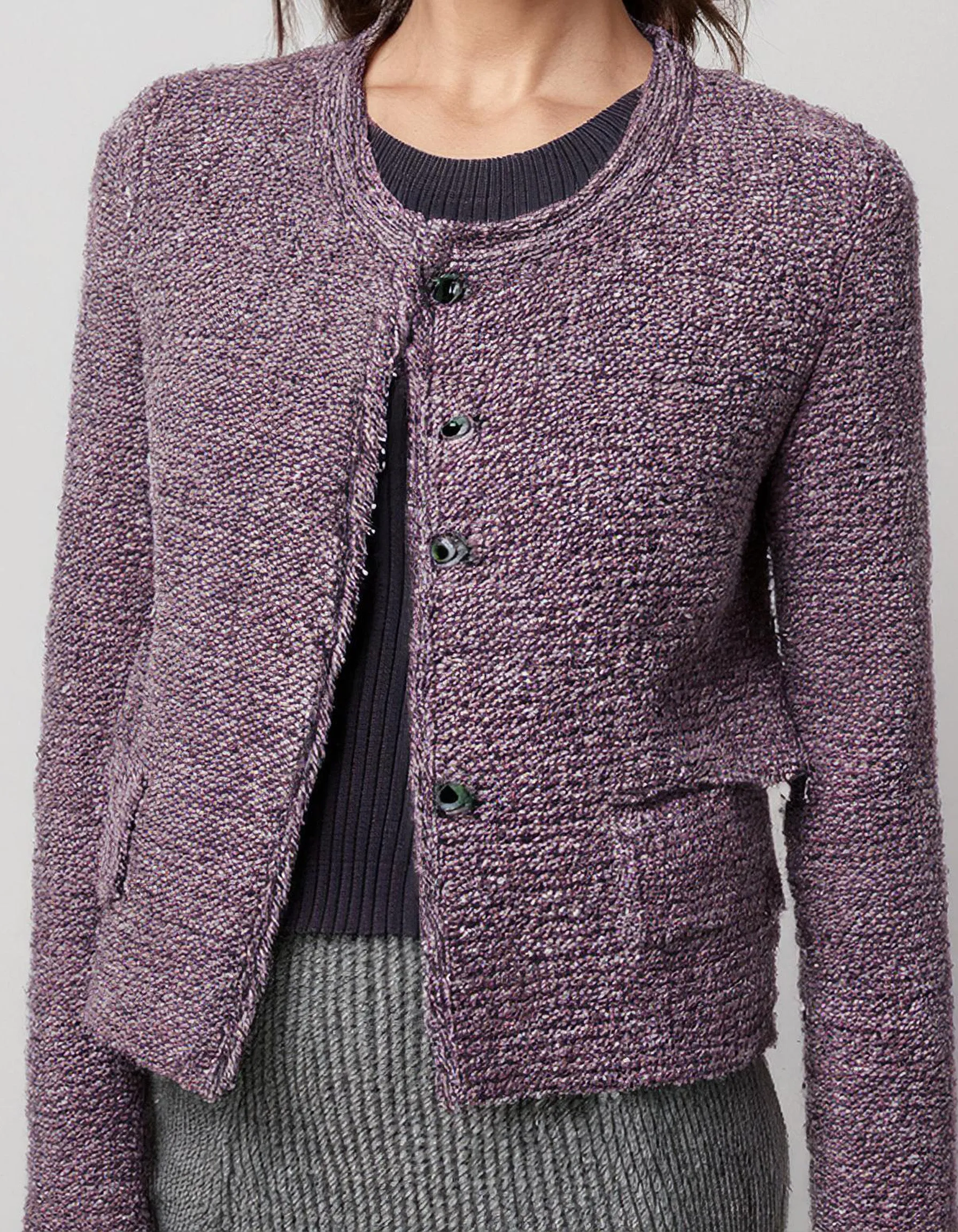 Lavender Button-Up Cardigan