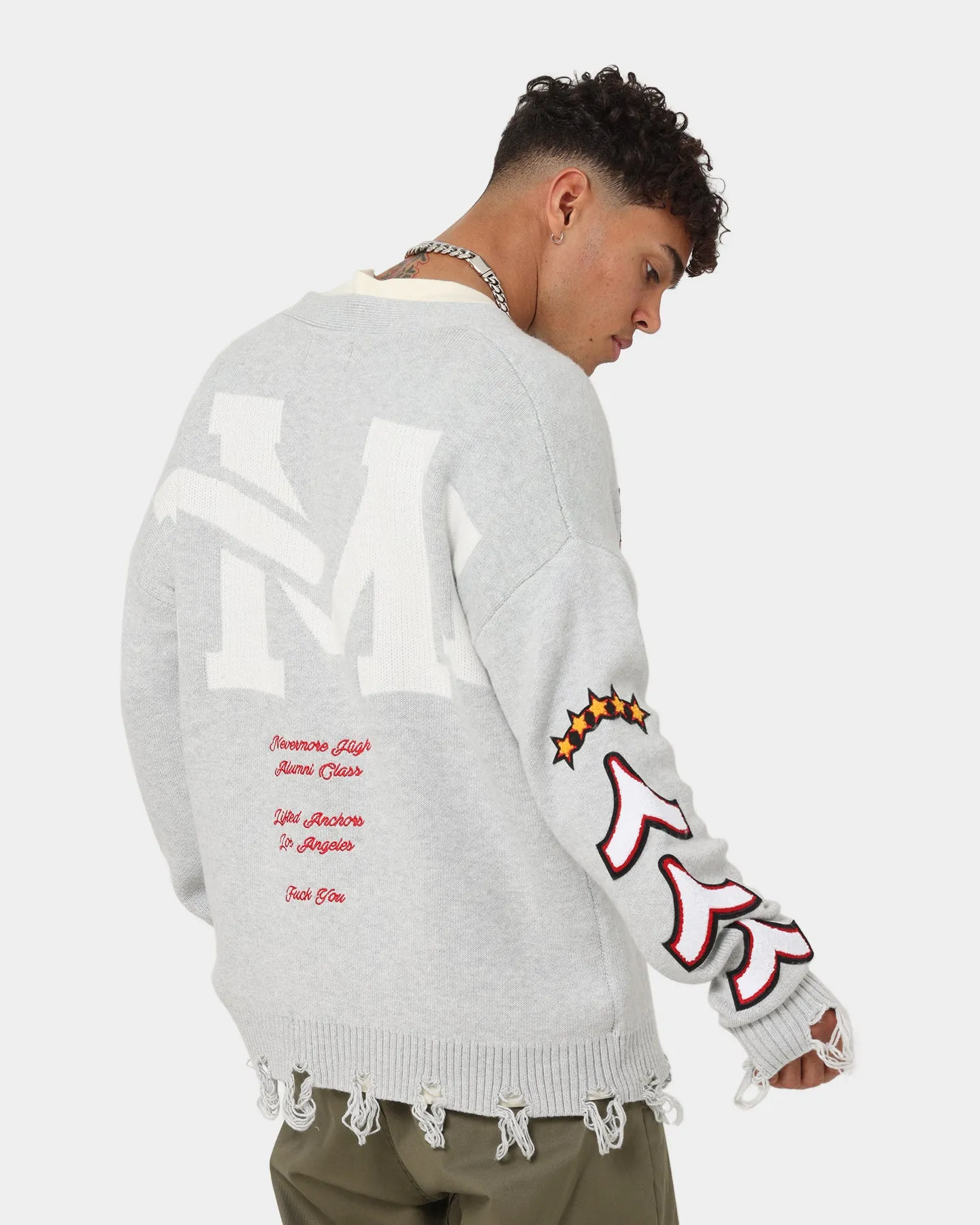 Lifted Anchors "Honors" Cardigan Light Grey