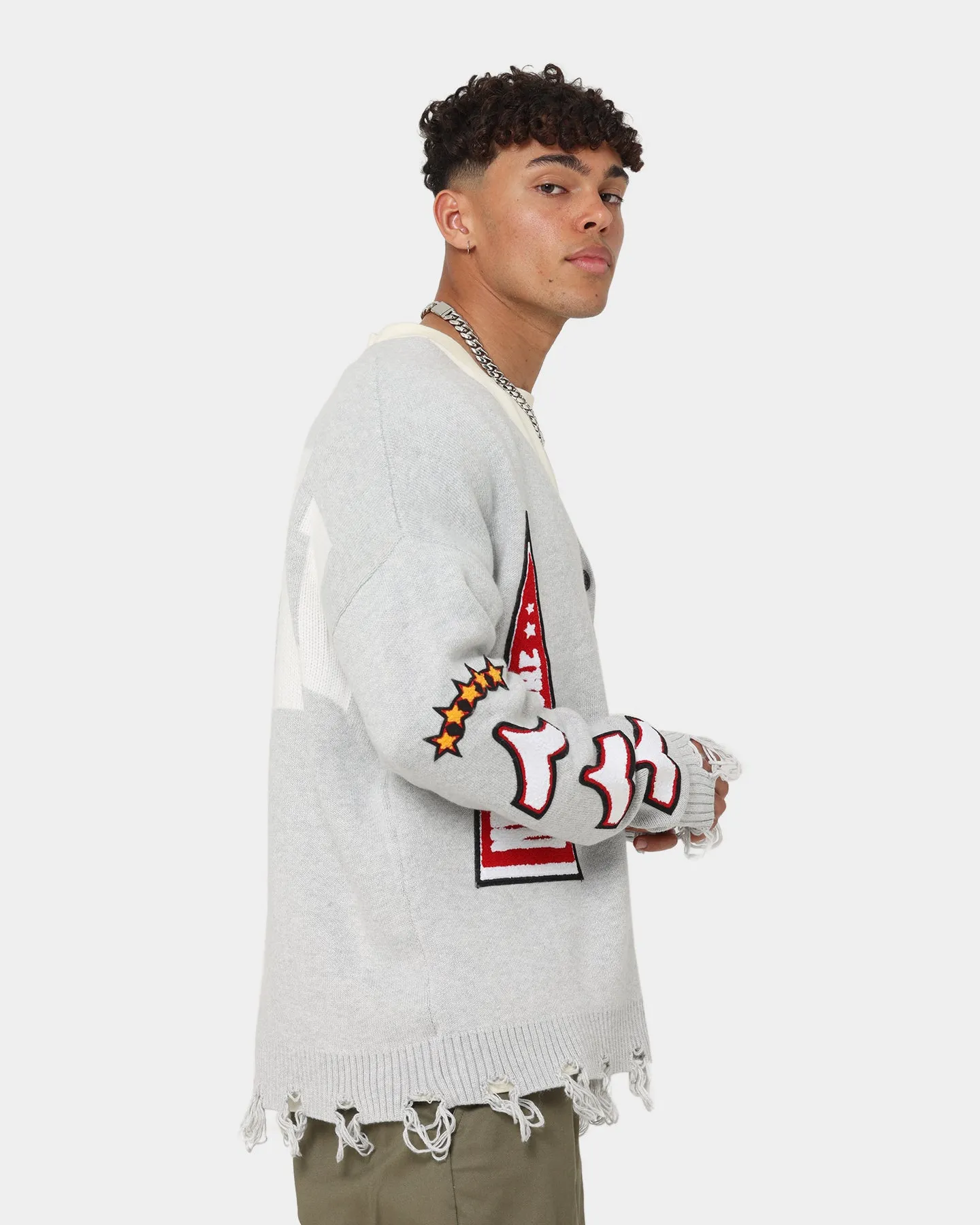 Lifted Anchors "Honors" Cardigan Light Grey