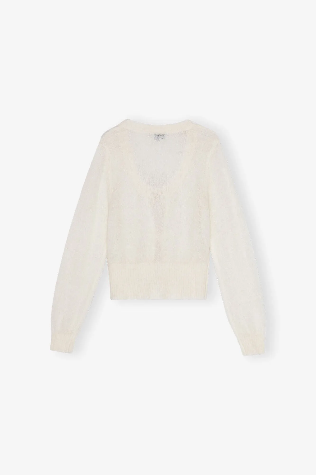 Light Mohair Tie String Cardigan - Egret
