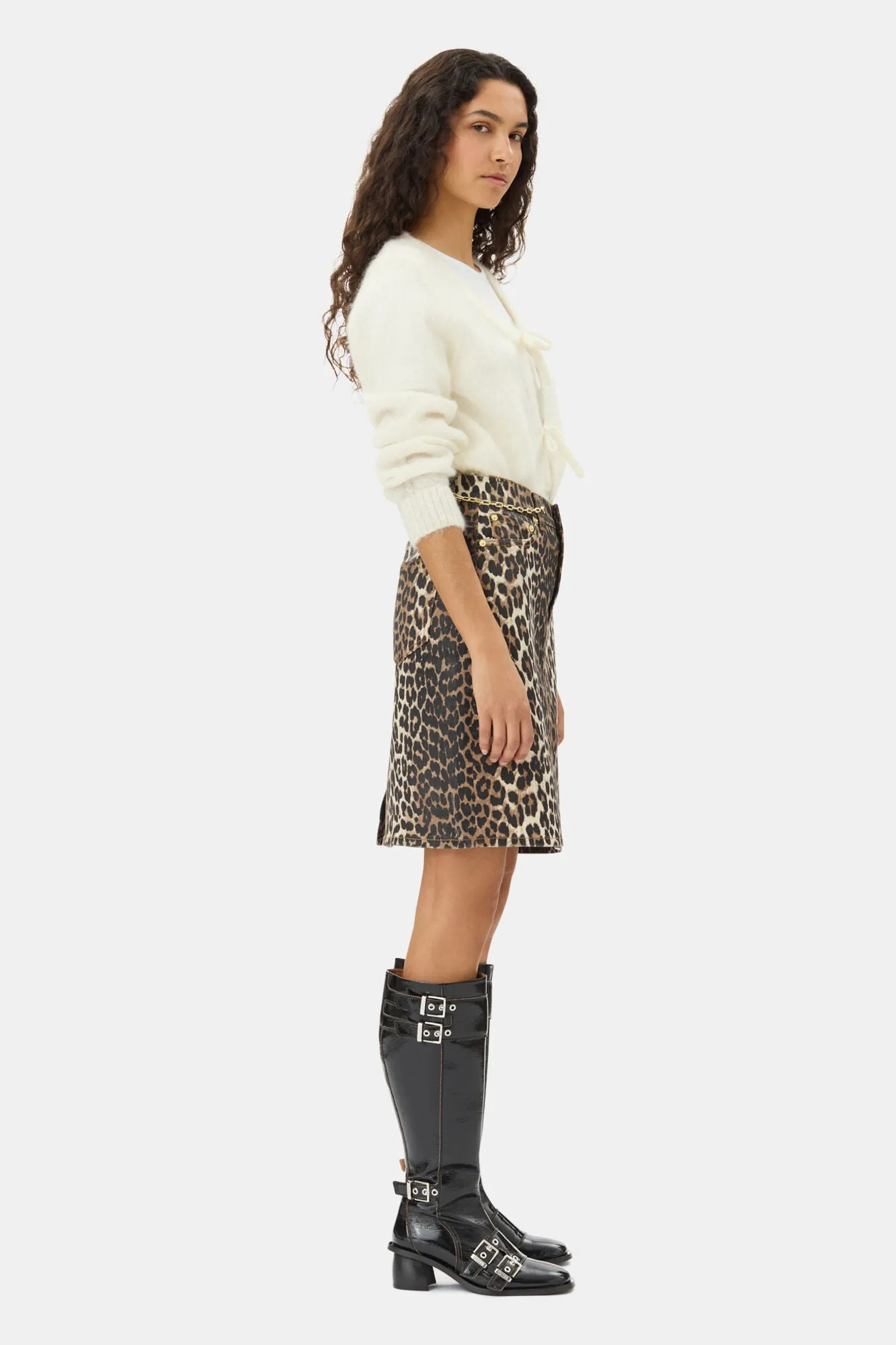 Light Mohair Tie String Cardigan - Egret