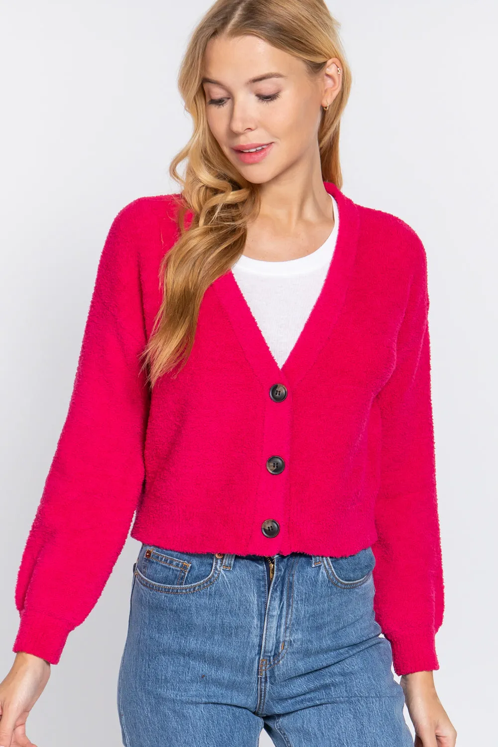 LONG SLV V NECK SWEATER CARDIGAN