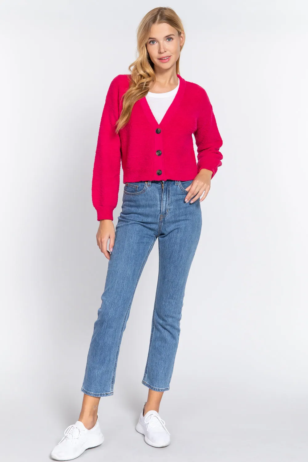 LONG SLV V NECK SWEATER CARDIGAN