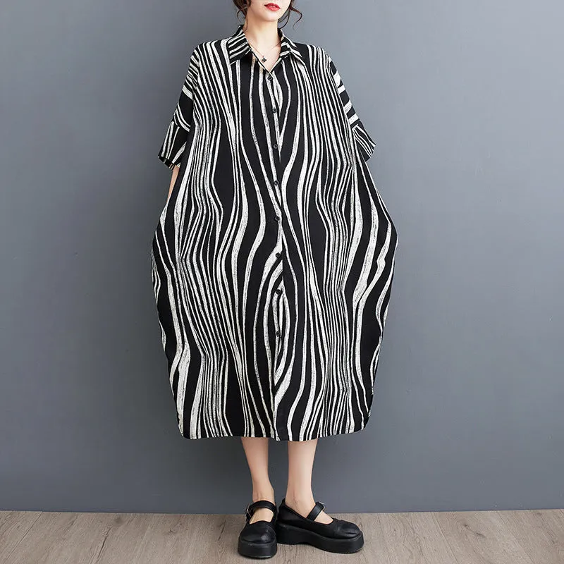 Luexco Women's Shirt Dress Short Sleeved Zebra Print One Size
