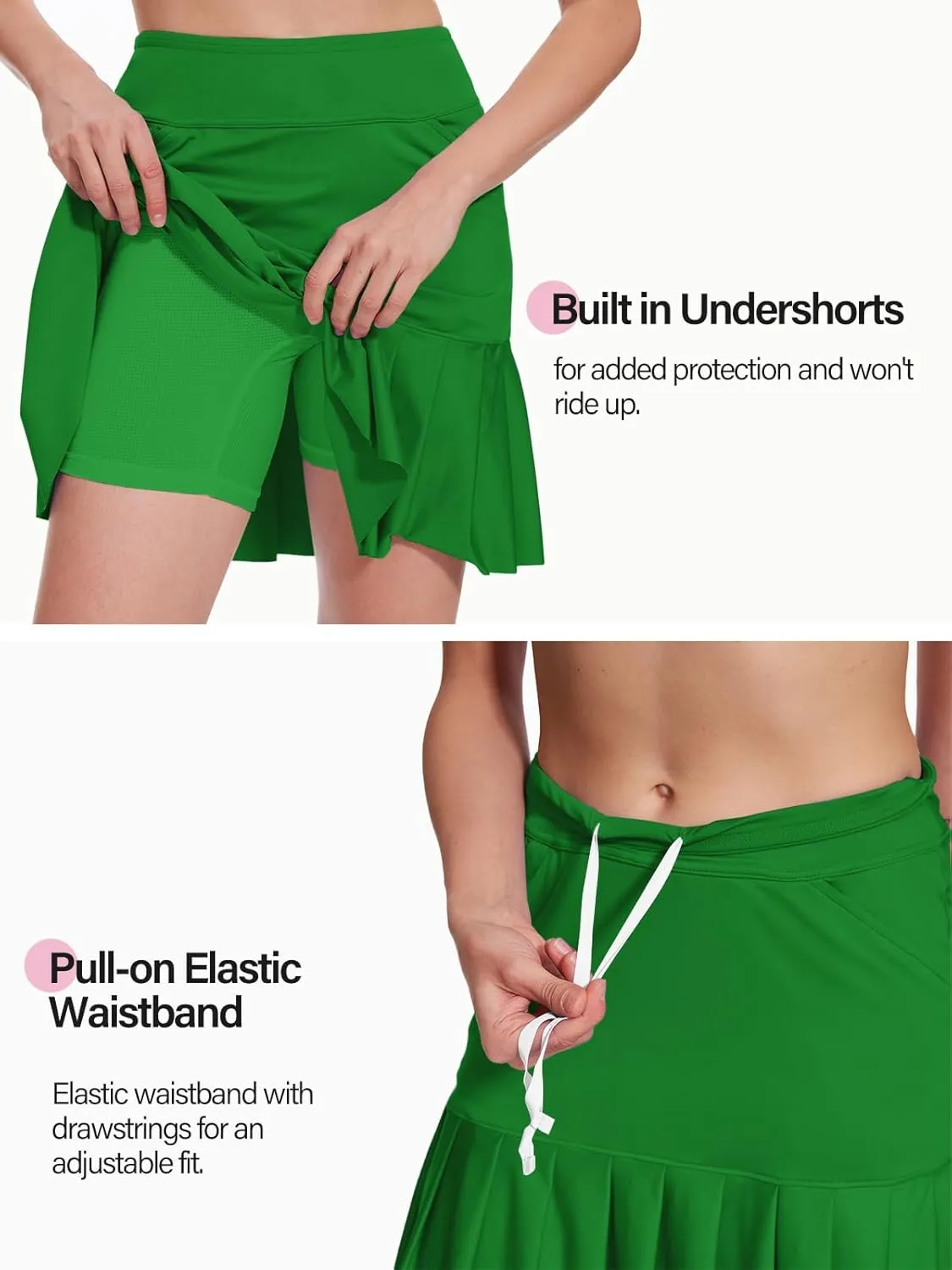M MOTEEPI 19" Golf Skirts for Women Knee Length Ruffle Hem Skirt Tennis Skirt Athletic Skort for Workout Running