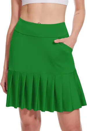 M MOTEEPI 19" Golf Skirts for Women Knee Length Ruffle Hem Skirt Tennis Skirt Athletic Skort for Workout Running