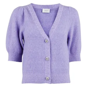 Marsia Diamond Knit Cardigan - Light Lavender
