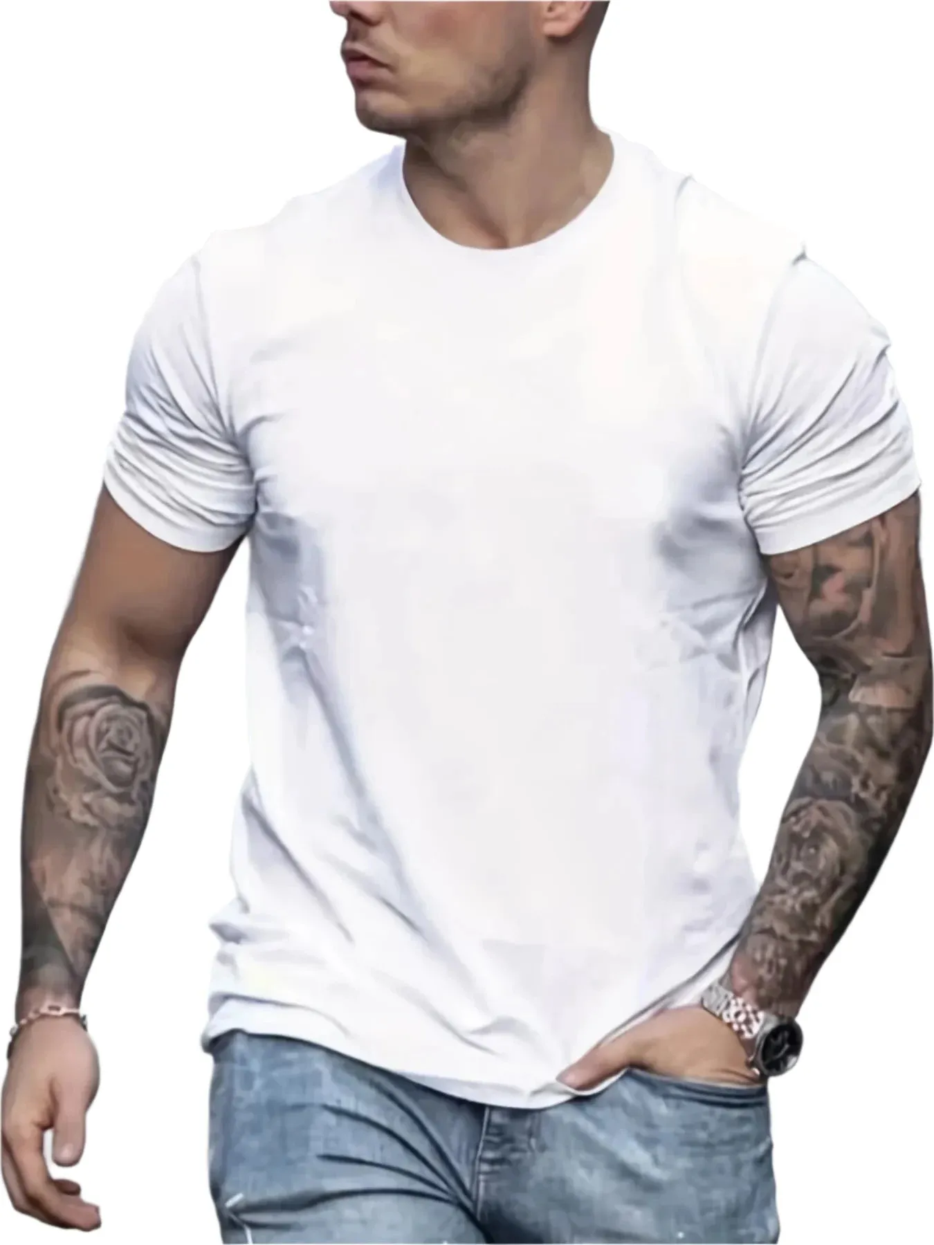 Men’s 100% Cotton Paris Letter Print T-Shirt – Casual Slim Fit, Short Sleeve, Round Neck Summer Top
