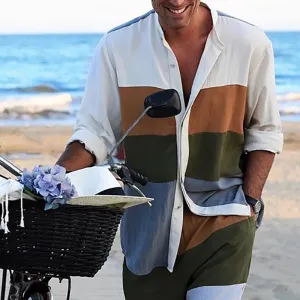 Men's Casual Holiday Printed Long-Sleeved Shirt