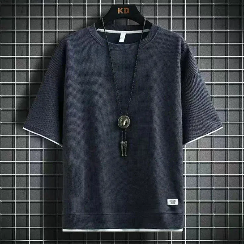 Men's Summer Solid T-Shirt - Casual O-Neck Short Sleeve Top