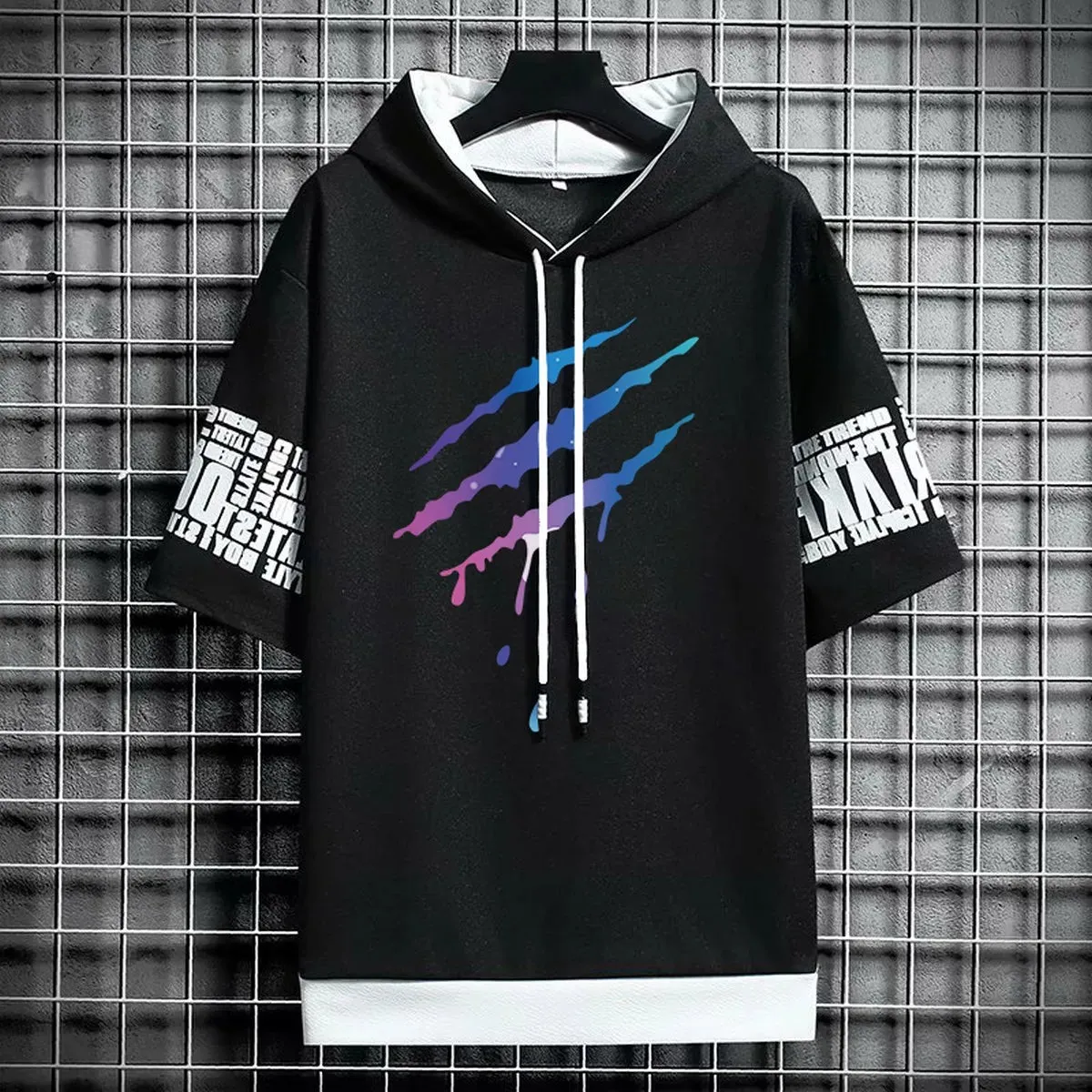Men's Winter Hooded T-Shirt - Streetwear Anime Gym Tee