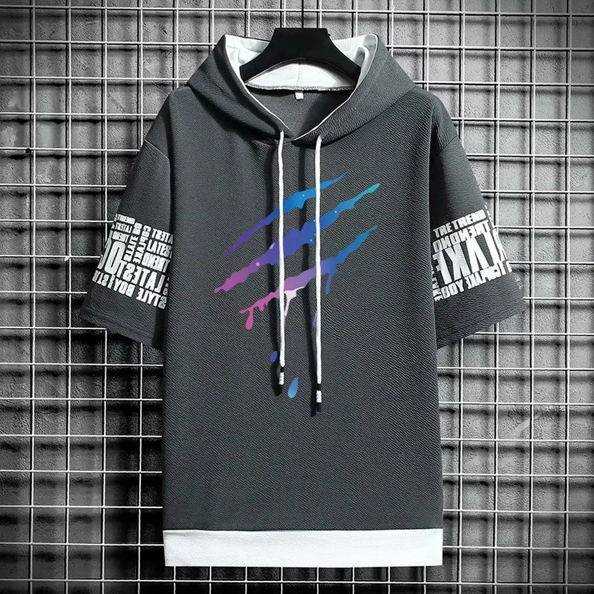 Men's Winter Hooded T-Shirt - Streetwear Anime Gym Tee