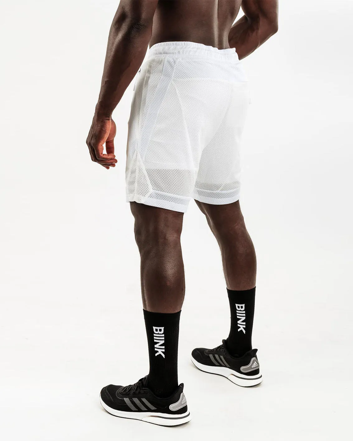 Mesh Panel 2-in-1 Basketball Shorts - White / Off White