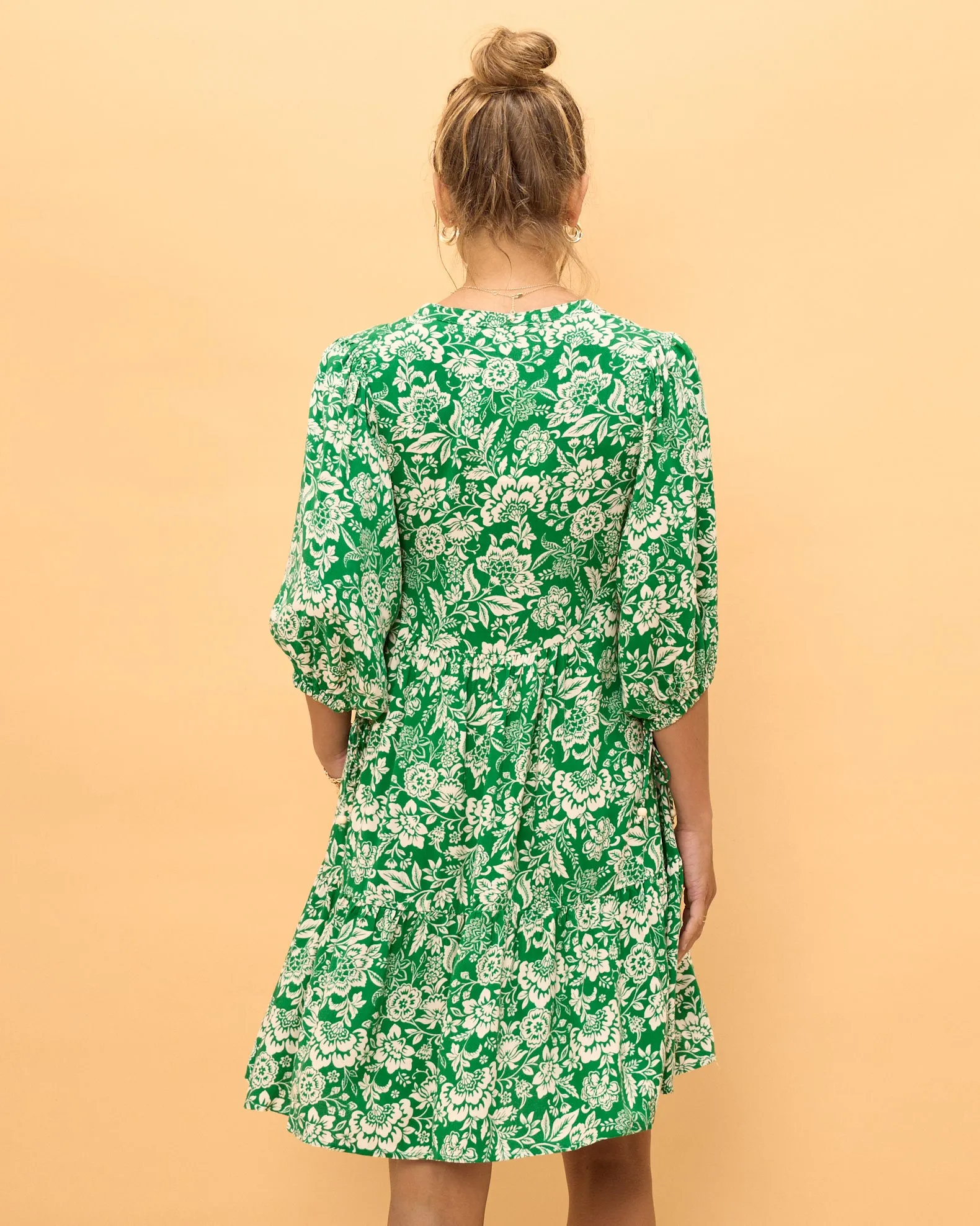 Miah Green Floral Button Down Mini Dress