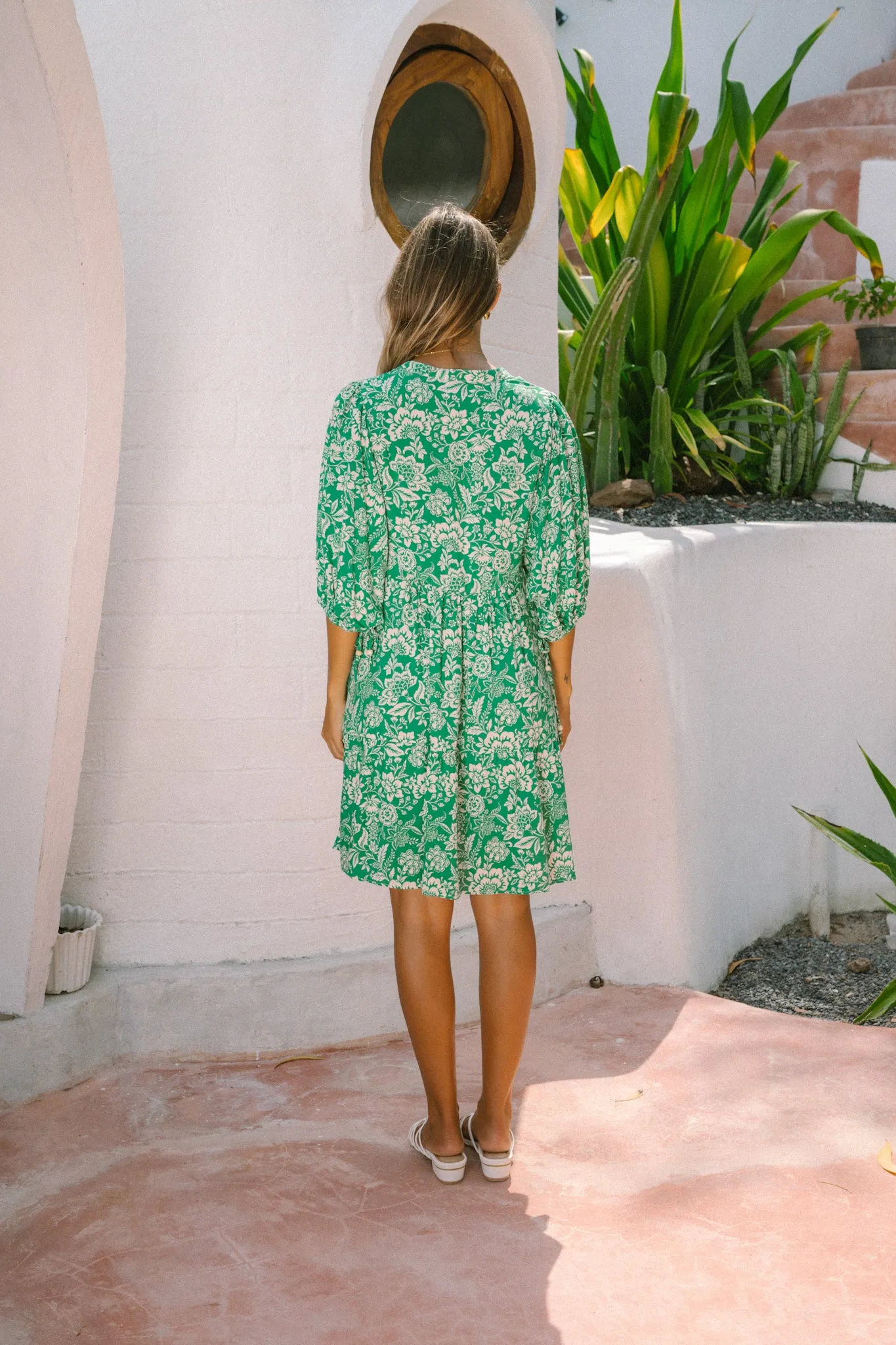 Miah Green Floral Button Down Mini Dress