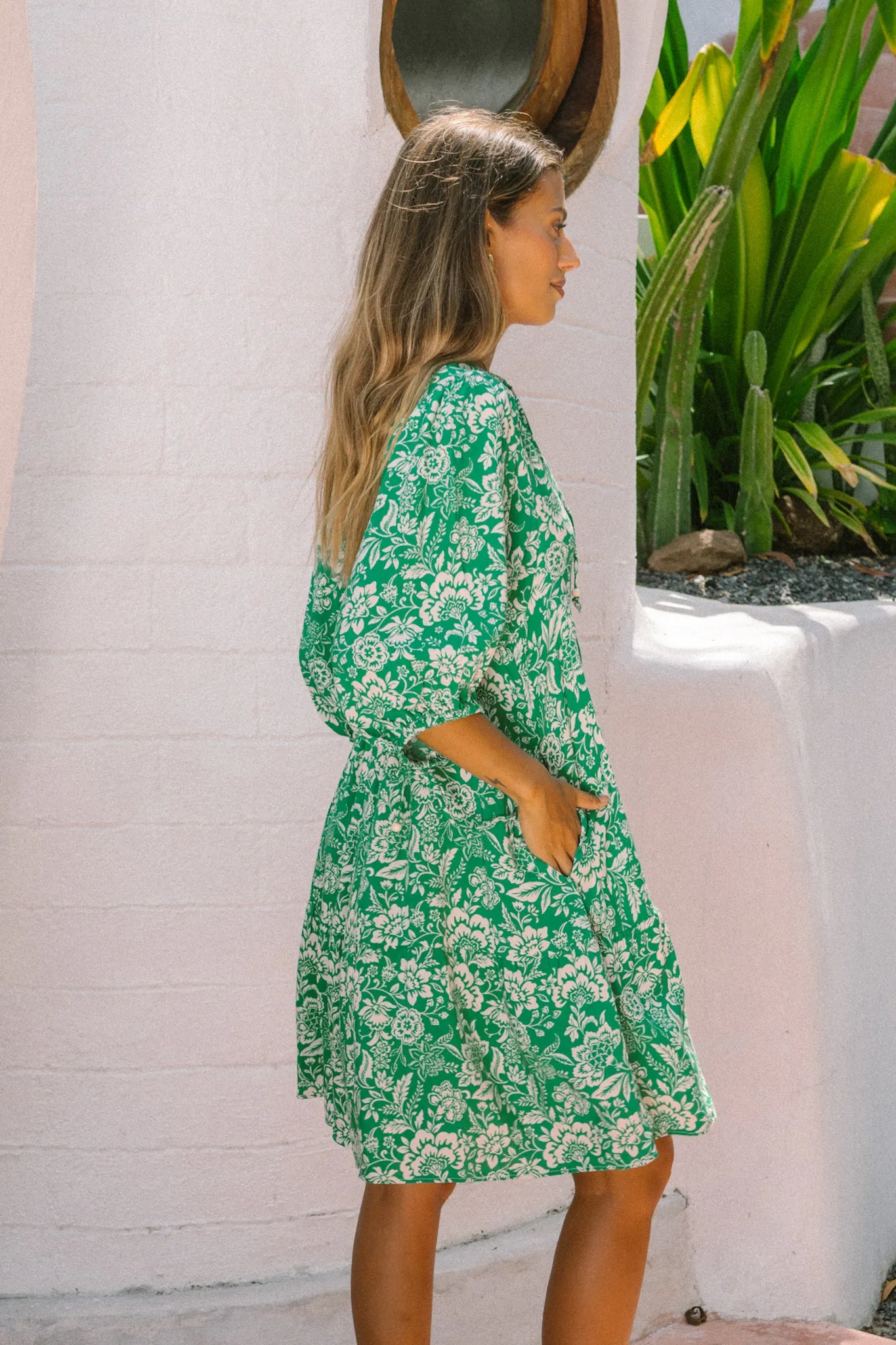 Miah Green Floral Button Down Mini Dress