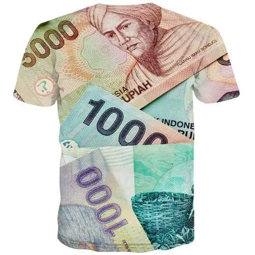 Money T-shirt Men Indonesia T-shirts 3d Colorful Tshirts Cool Retro T-shirts Graphic Harajuku Tshirts Novelty Short Sleeve