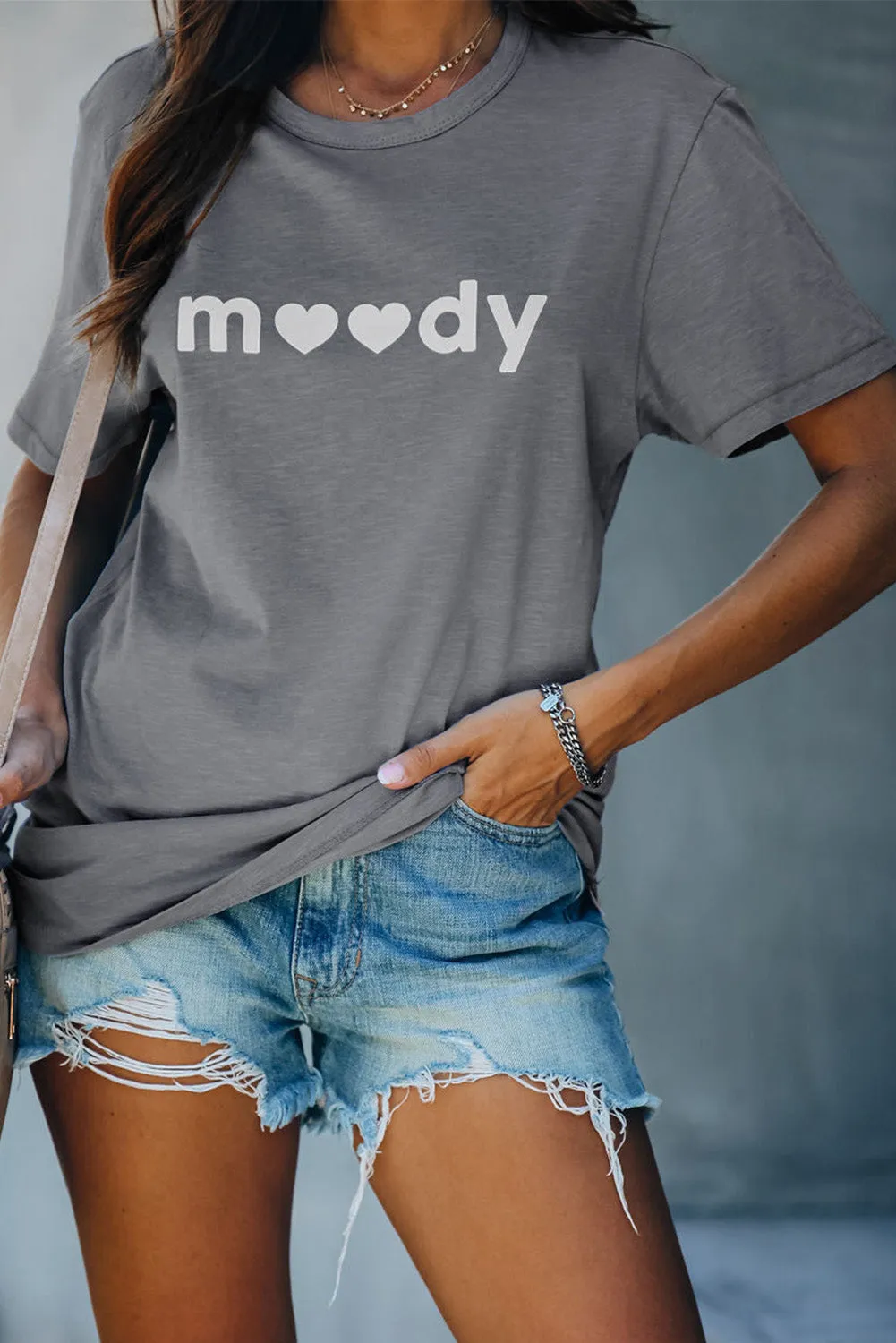MOODY Light Gray Casual Tee for Women