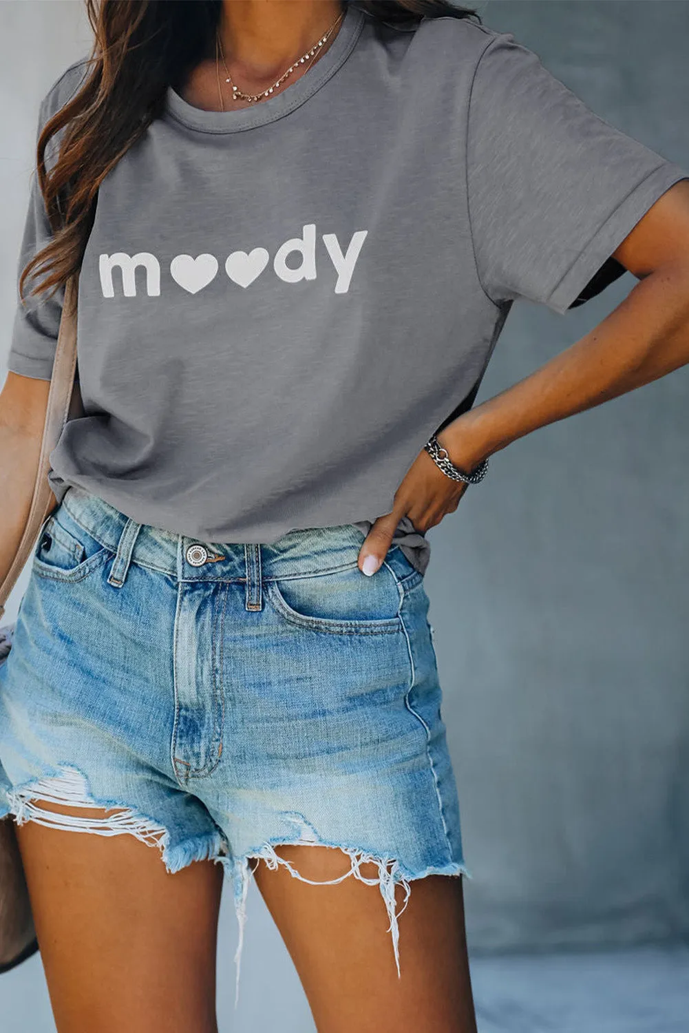 MOODY Light Gray Casual Tee for Women