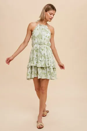 Natalia Tiered Floral Halter Dress