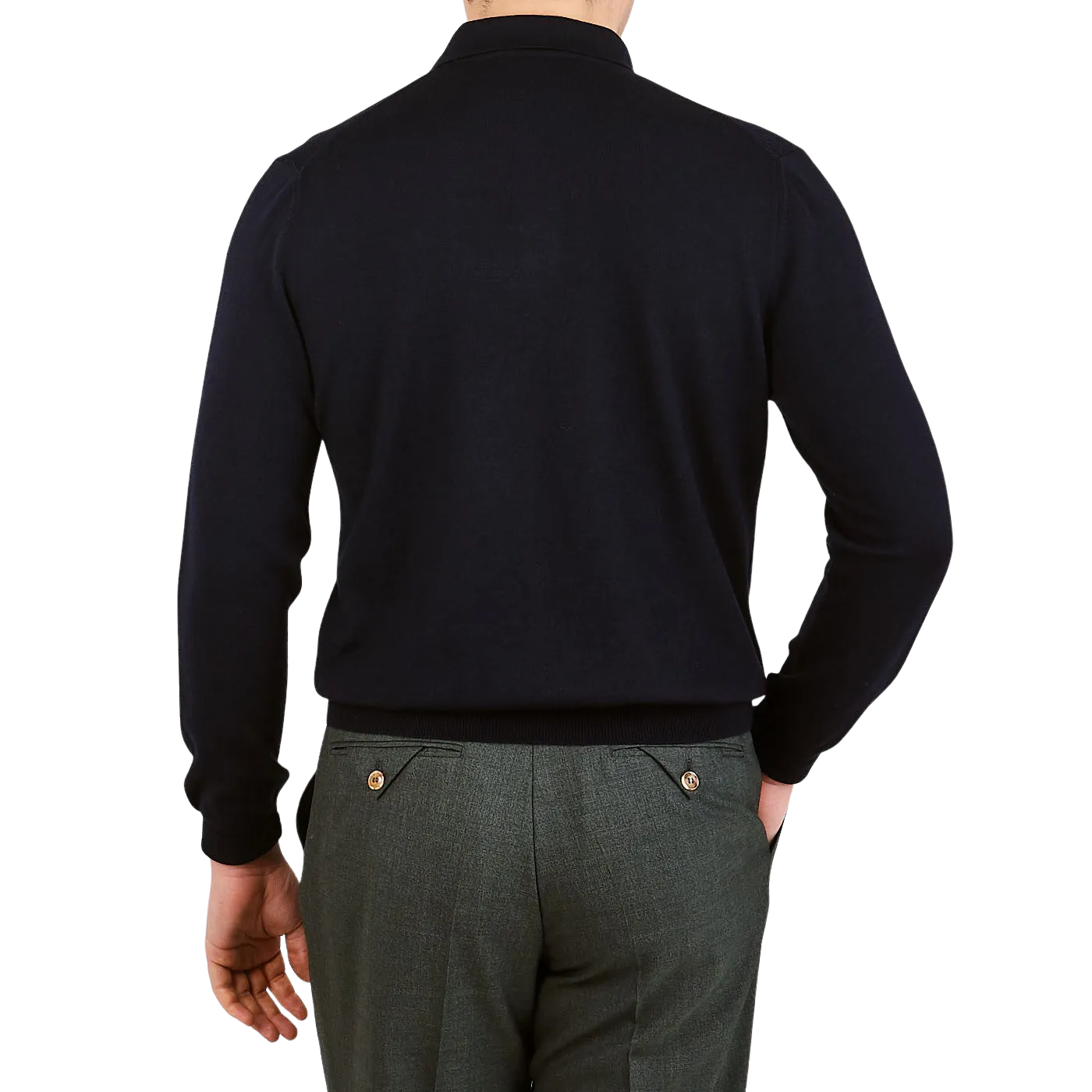 Navy Extra Fine Merino Wool Polo Shirt