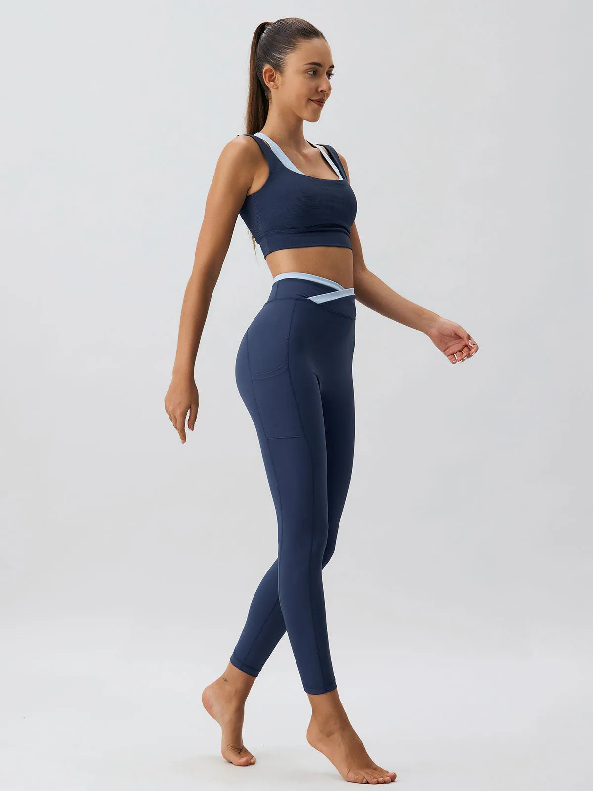Navy Natural Waisted Leggings 25”