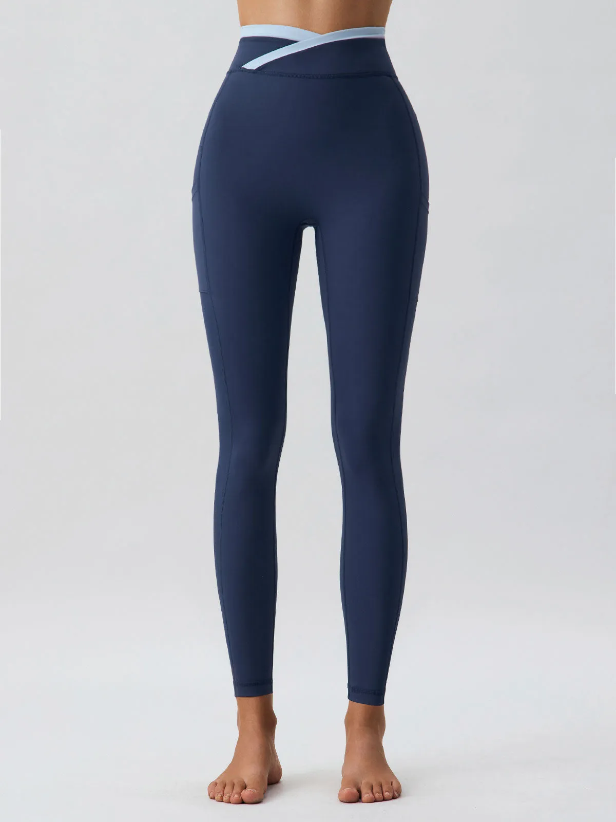 Navy Natural Waisted Leggings 25”