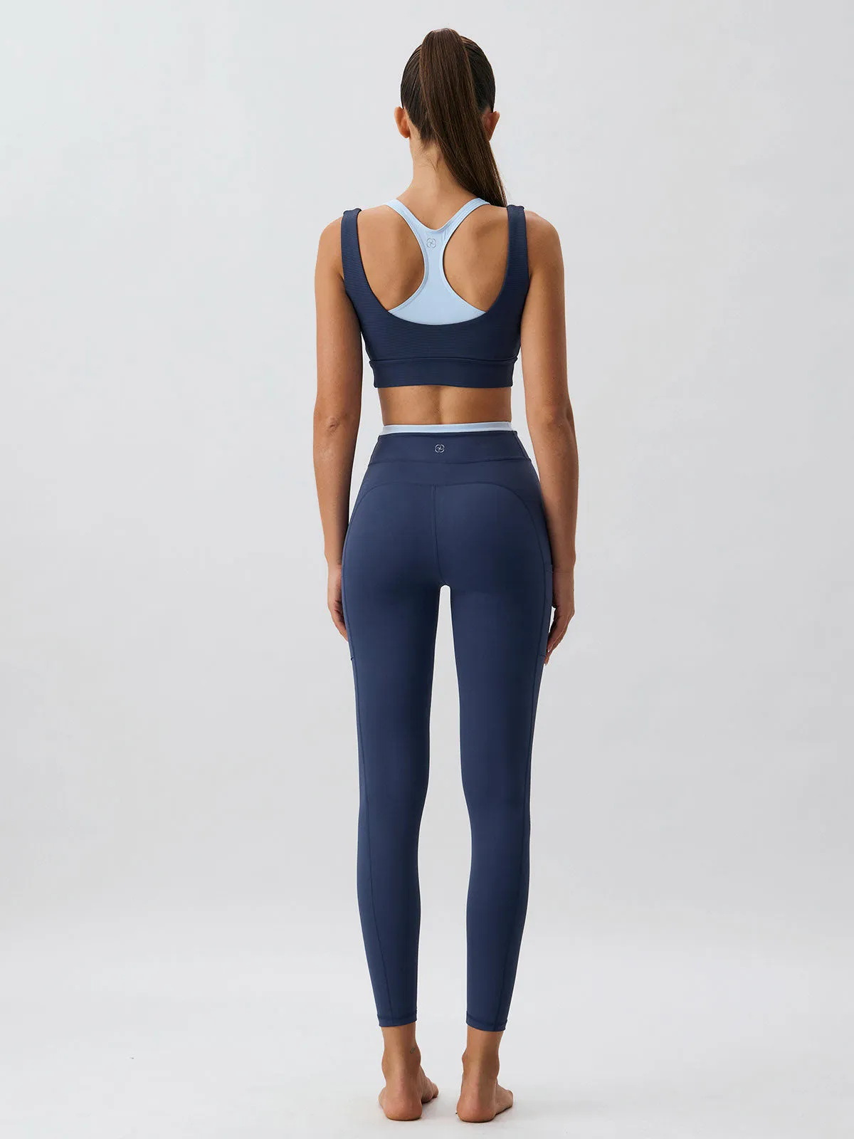 Navy Natural Waisted Leggings 25”